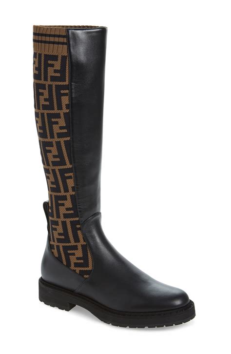 fendi riding boots black|Fendi knee high sock boots.